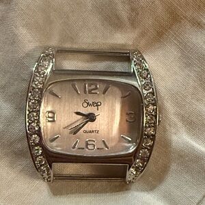 Swap Silver Quartz Watch with Crystal Accents